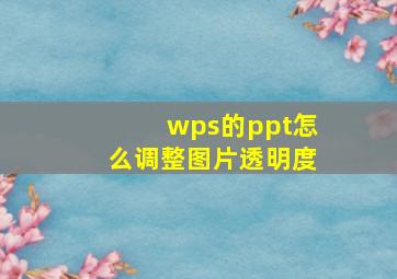 wps的ppt怎么调整图片透明度