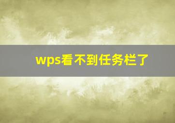 wps看不到任务栏了