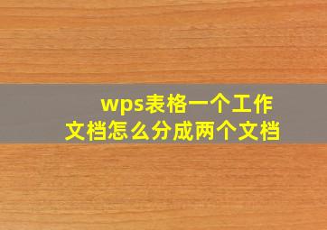 wps表格一个工作文档怎么分成两个文档