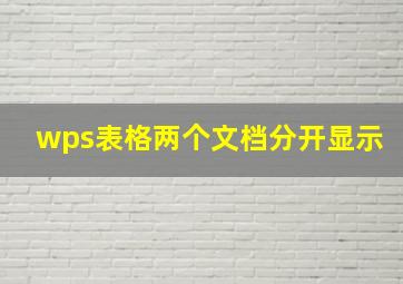 wps表格两个文档分开显示