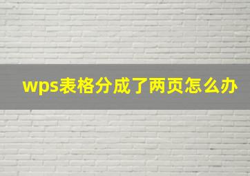 wps表格分成了两页怎么办