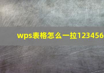 wps表格怎么一拉123456