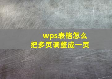 wps表格怎么把多页调整成一页