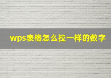 wps表格怎么拉一样的数字