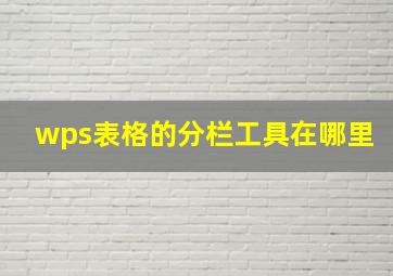 wps表格的分栏工具在哪里