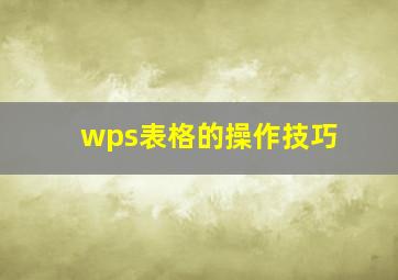 wps表格的操作技巧