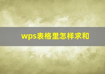 wps表格里怎样求和