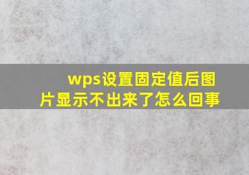 wps设置固定值后图片显示不出来了怎么回事