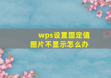 wps设置固定值图片不显示怎么办