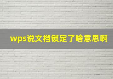 wps说文档锁定了啥意思啊