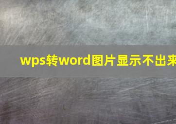 wps转word图片显示不出来