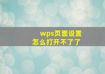 wps页面设置怎么打开不了了