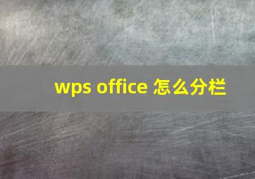 wps office 怎么分栏