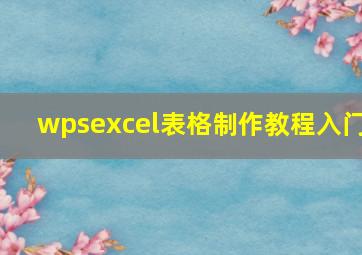 wpsexcel表格制作教程入门