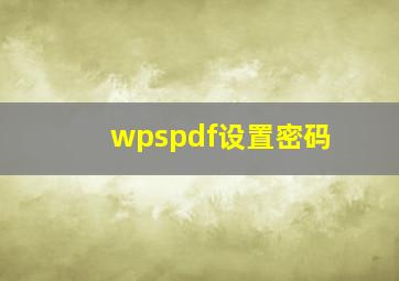 wpspdf设置密码