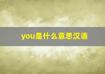 you是什么意思汉语