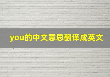 you的中文意思翻译成英文