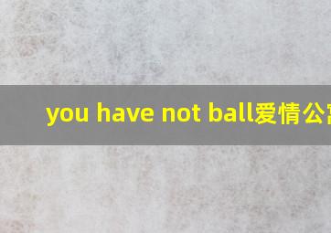 you have not ball爱情公寓