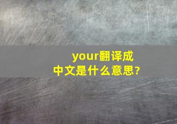 your翻译成中文是什么意思?