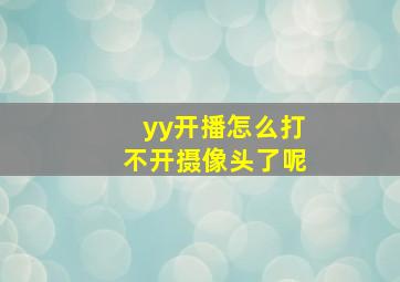 yy开播怎么打不开摄像头了呢